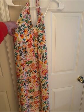 Floral Halter Maxi Dress in Cream with Multicolor Print
